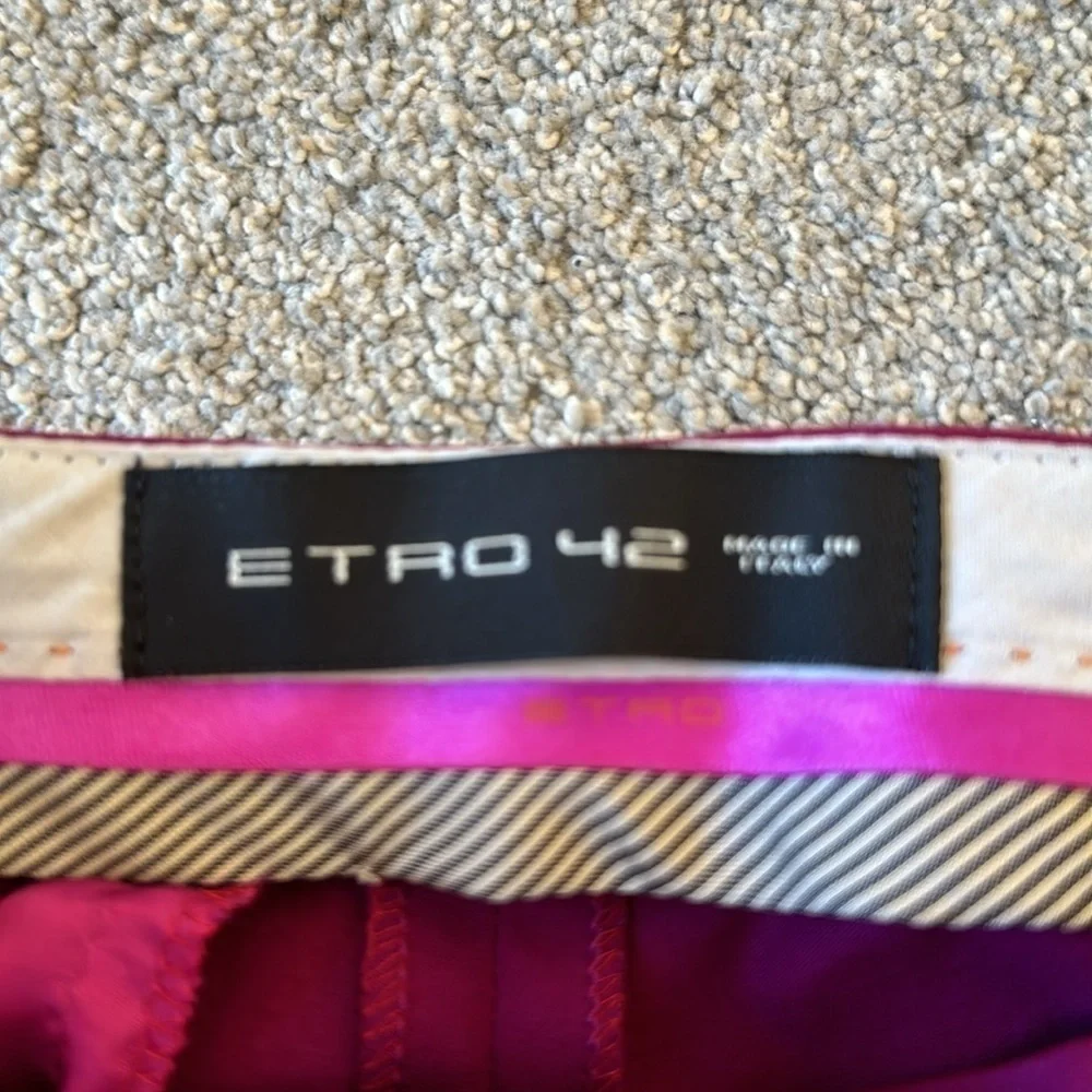 ETRO Luxury Italian Career Cotton Stretch Ankle Trousers Magenta NWOT EU 42/Sm - Picture 8 of 8